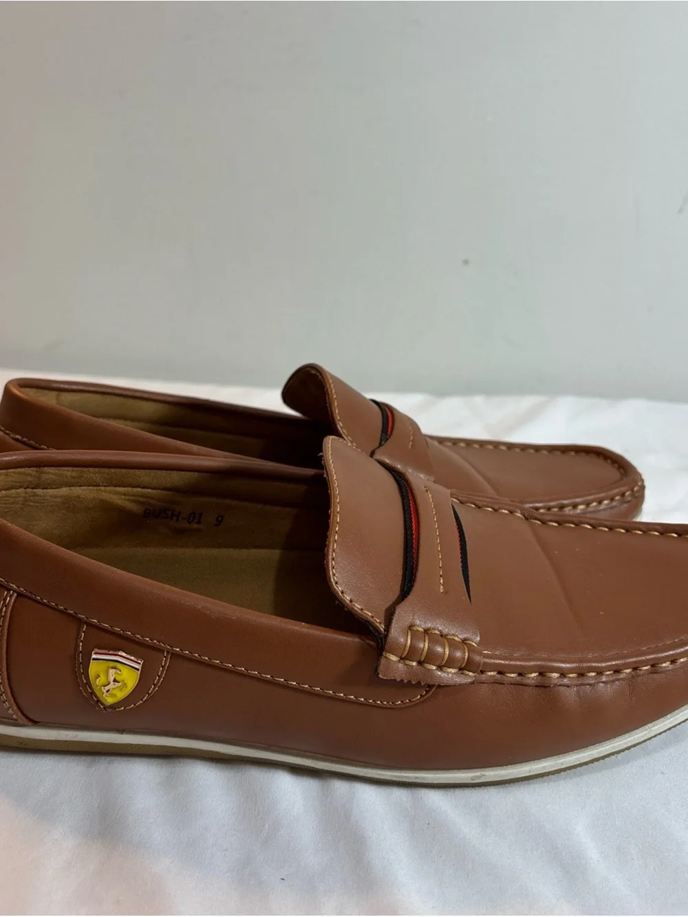 Bruno Marc Men's Tan Leather Loafers - Classic Slip-On Driving Shoes 8/5
